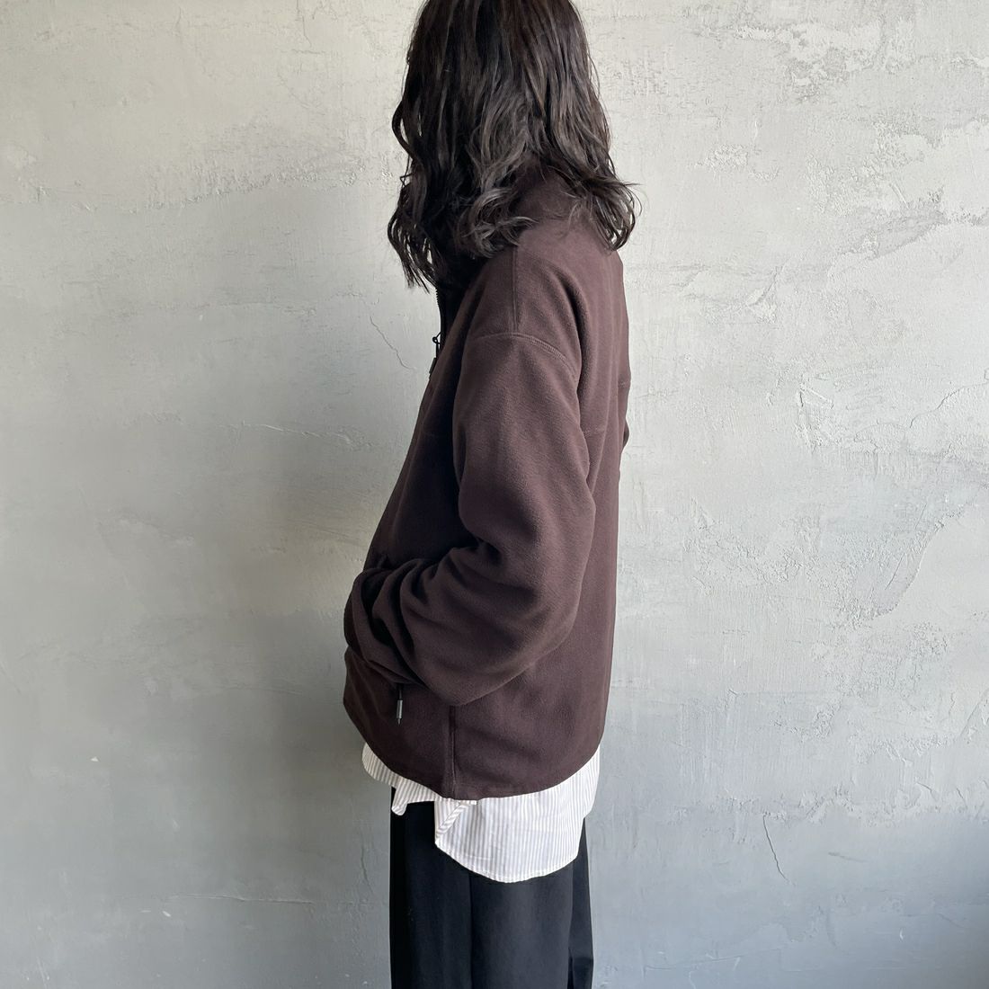 TODAYFUL [トゥデイフル] ハーフジップフリースプルオーバー [12520617] D/BRN &&モデル身長：160cm 着用サイズ：F&&