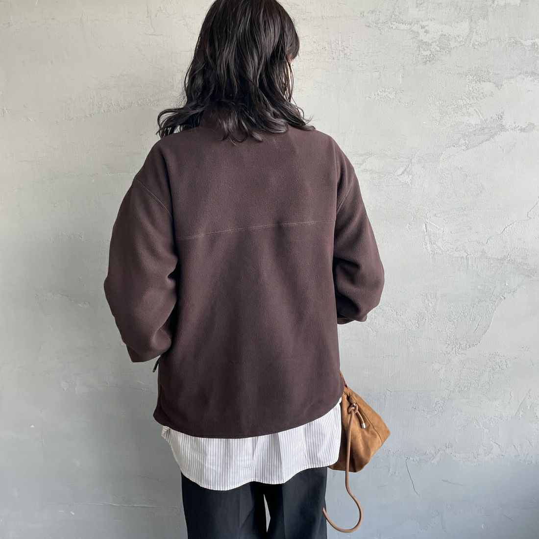 TODAYFUL [トゥデイフル] ハーフジップフリースプルオーバー [12520617] D/BRN &&モデル身長：160cm 着用サイズ：F&&