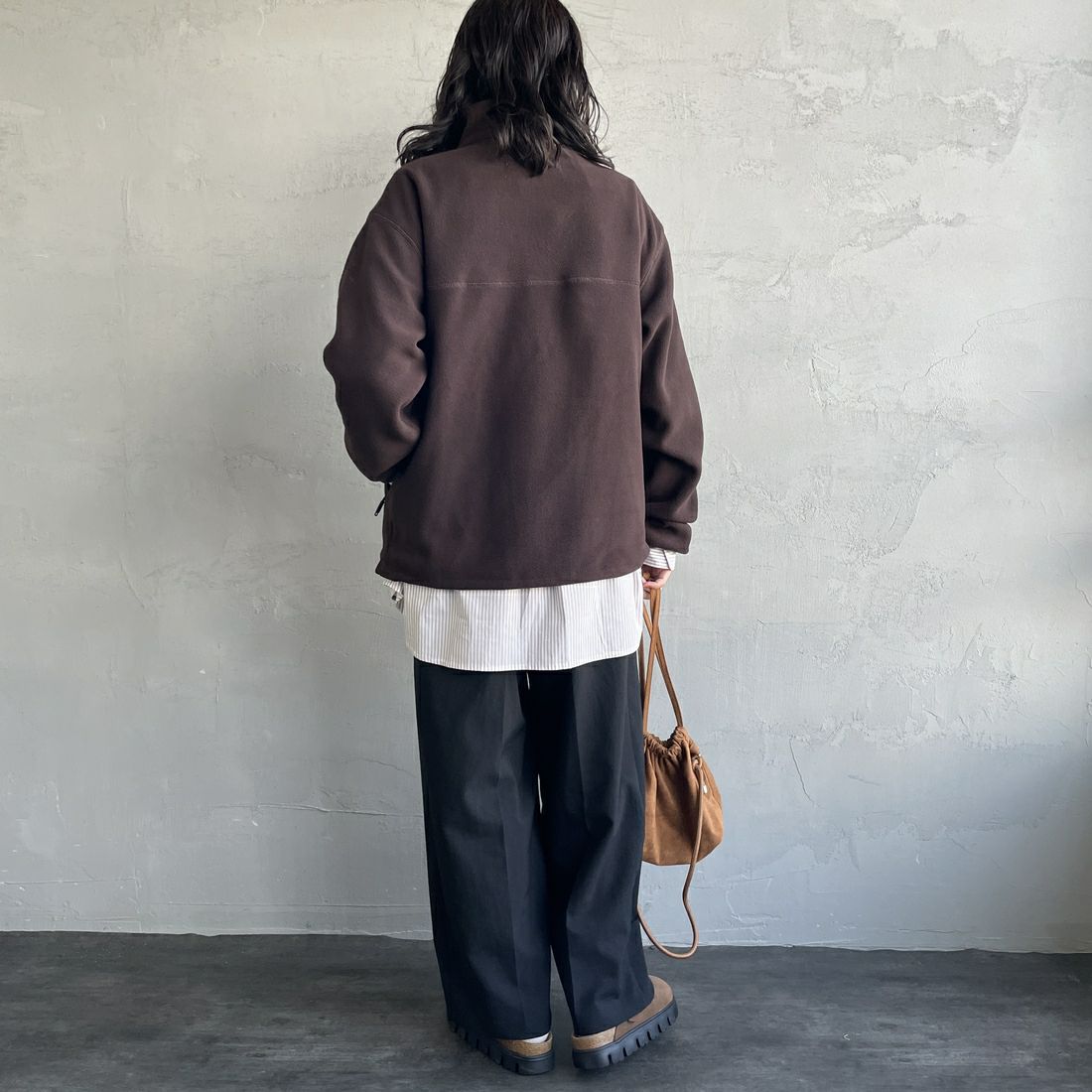 TODAYFUL [トゥデイフル] ハーフジップフリースプルオーバー [12520617] D/BRN &&モデル身長：160cm 着用サイズ：F&&