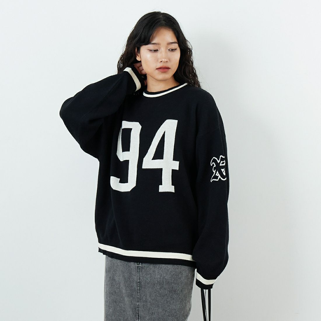 BLACK&&モデル身長：162cm 着用サイズ：ONE SIZE&&