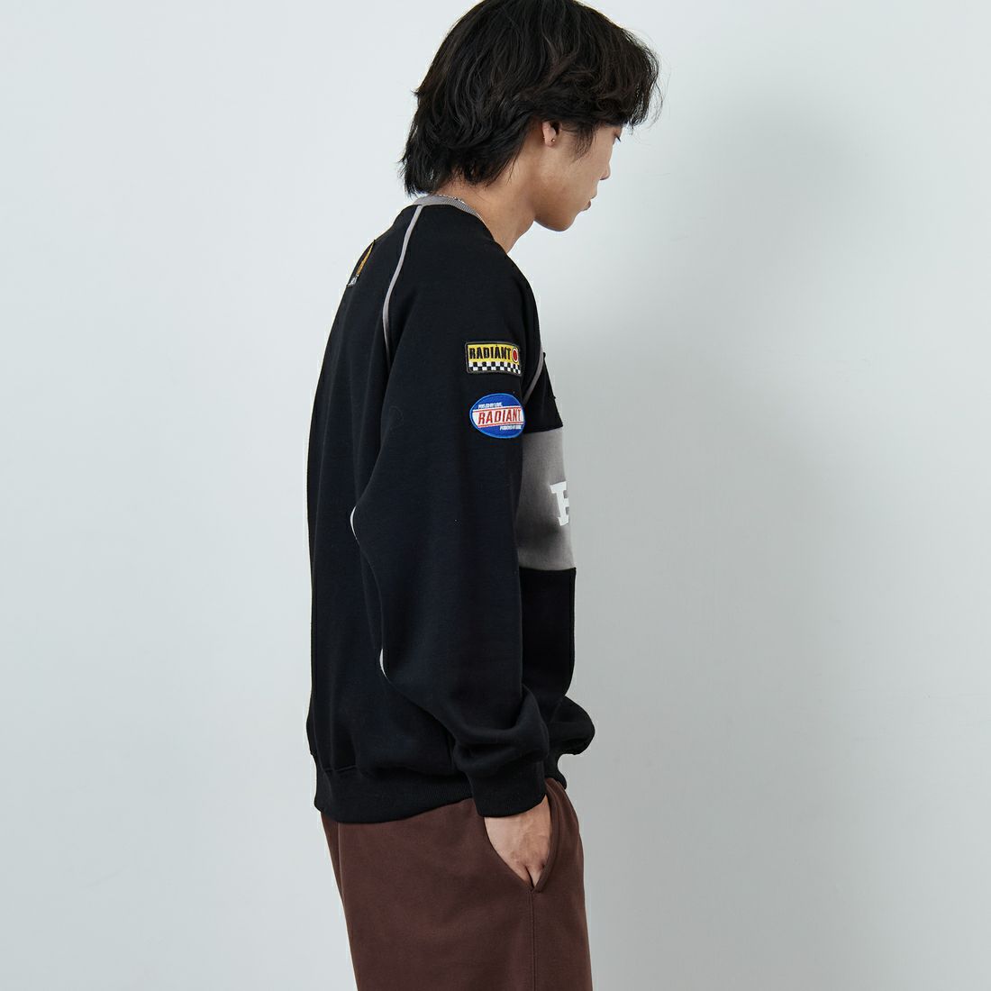 HONDA × JEANSFACTORY [ホンダ × ジーンズファクトリー] レーシングスウェット [JFC-254-088] BLACK &&モデル身長：179cm 着用サイズ：L&&