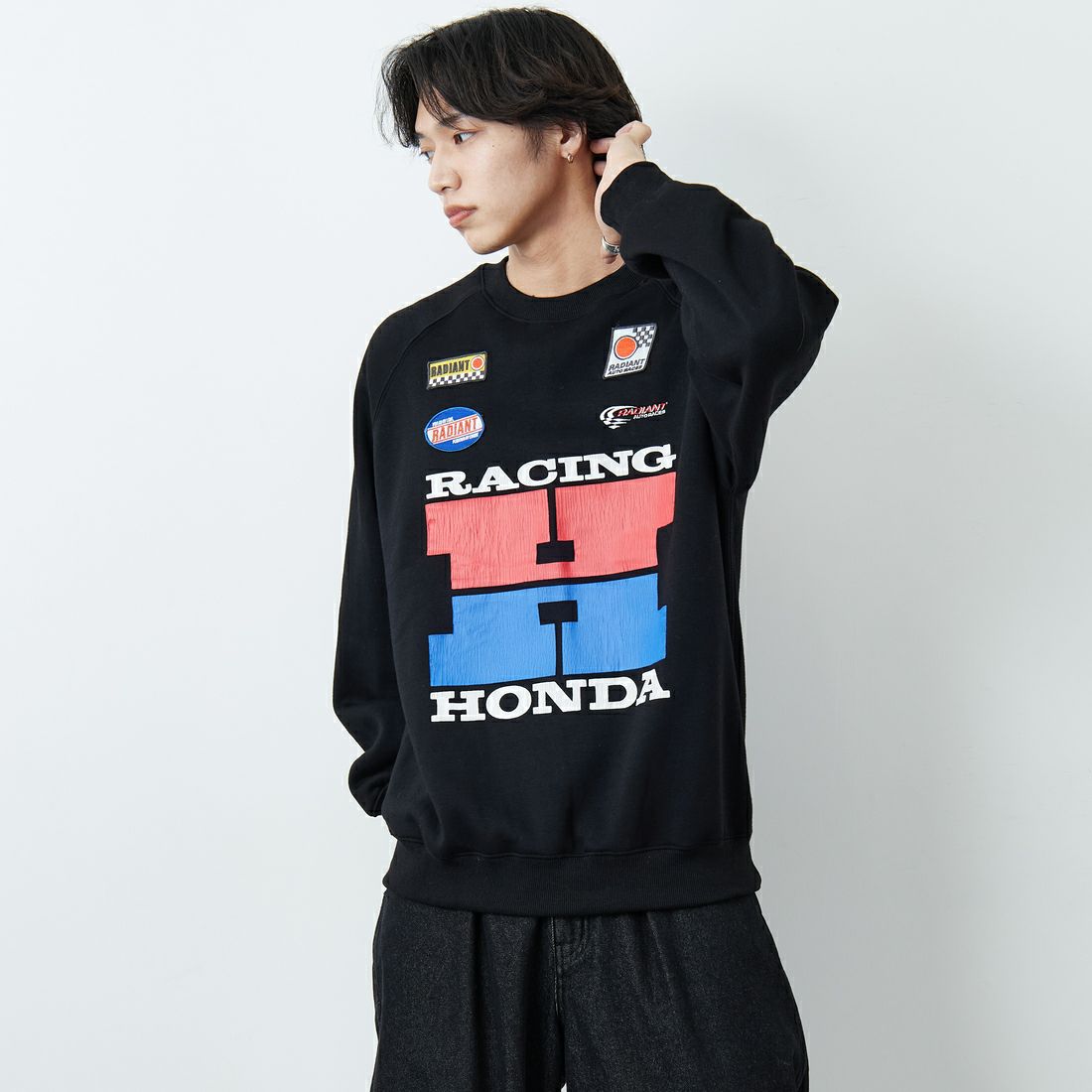 BLACK&&モデル身長：179cm 着用サイズ：L&&