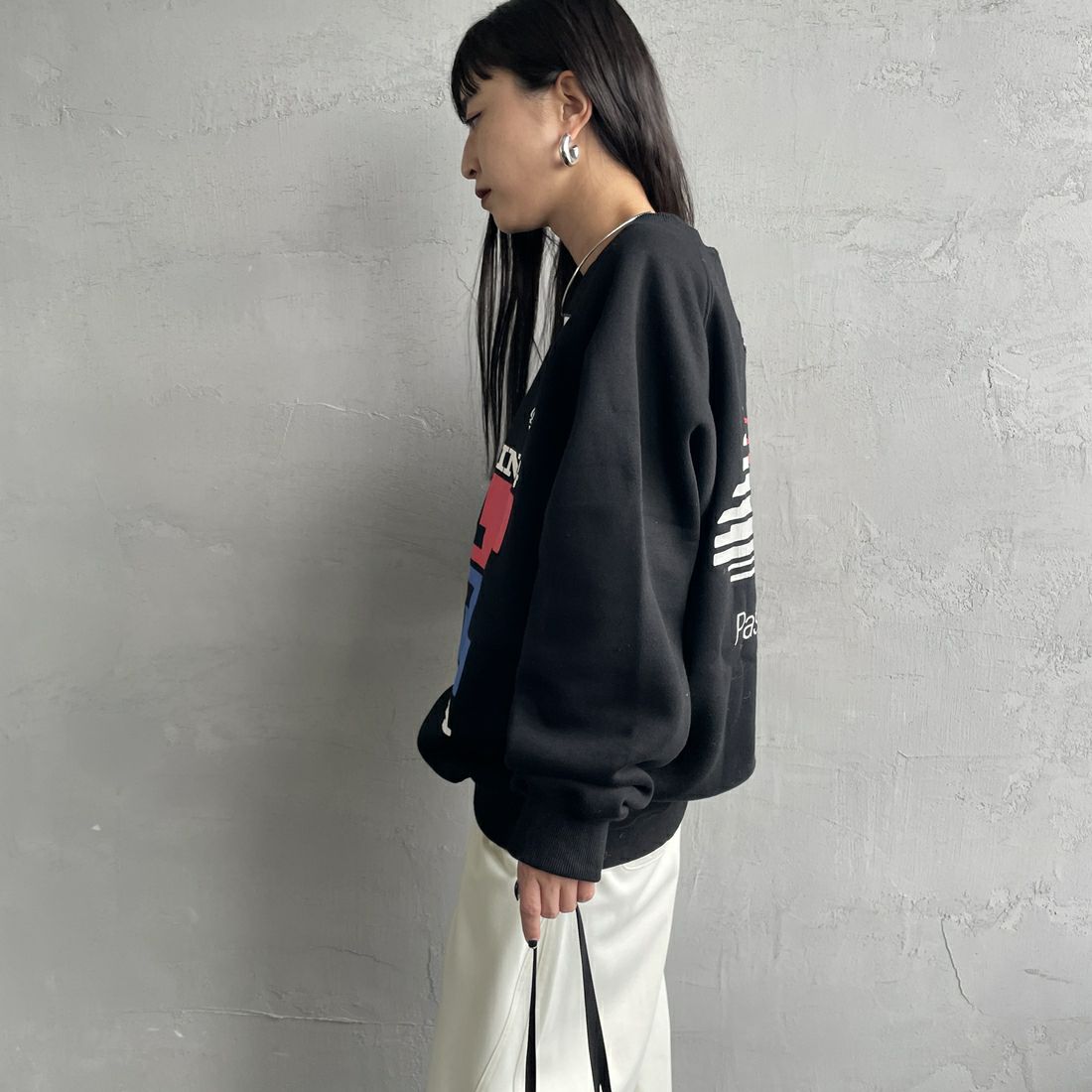 HONDA × JEANSFACTORY [ホンダ × ジーンズファクトリー] レーシングスウェット [JFC-254-089] BLACK &&モデル身長：150cm 着用サイズ：S&&