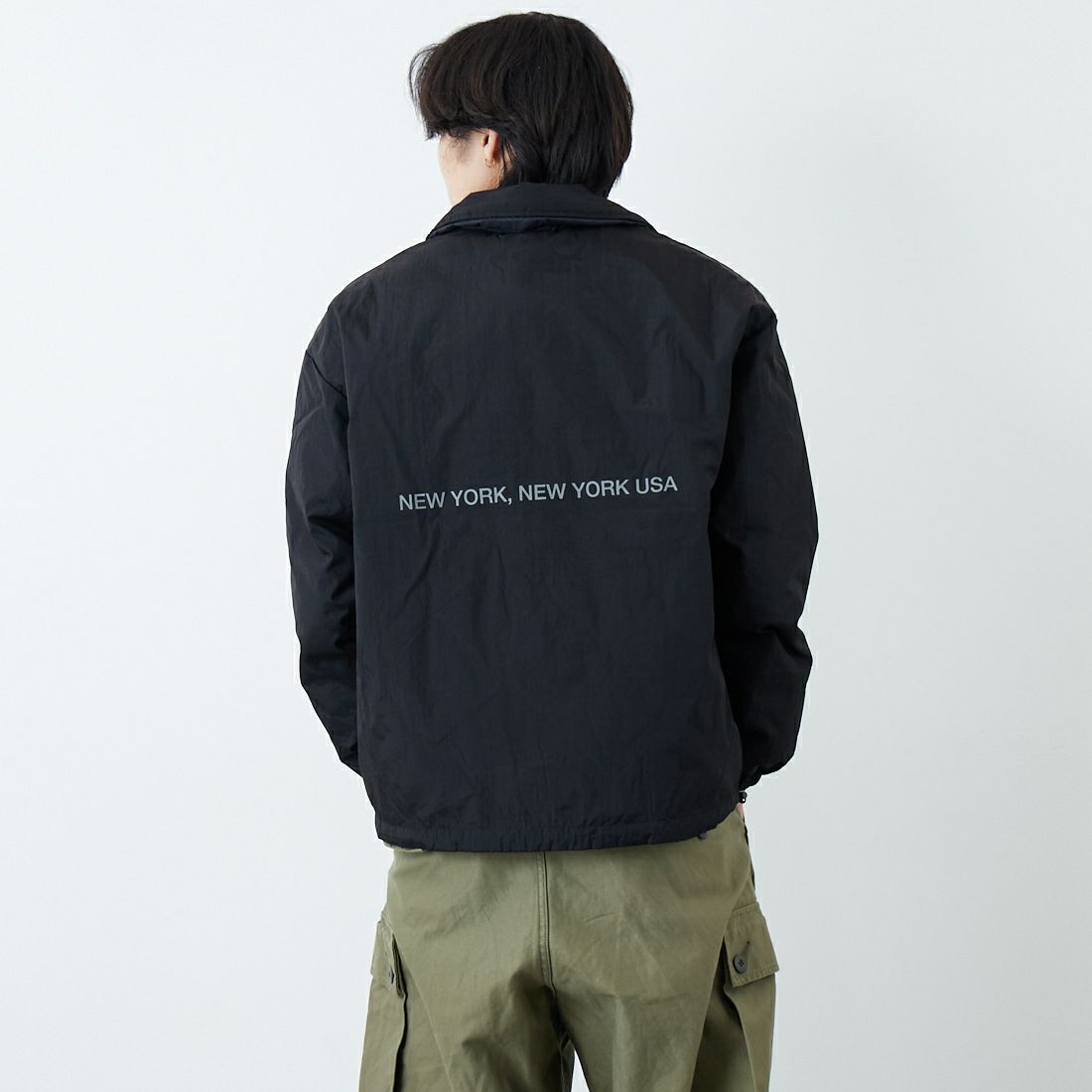 MANHATTAN PORTAGE [マンハッタンポーテージ] リバーシブル コーチダウンジャケット [25FW-MP-TAION08] 09 BLACK &&モデル身長：179cm 着用サイズ：M&&