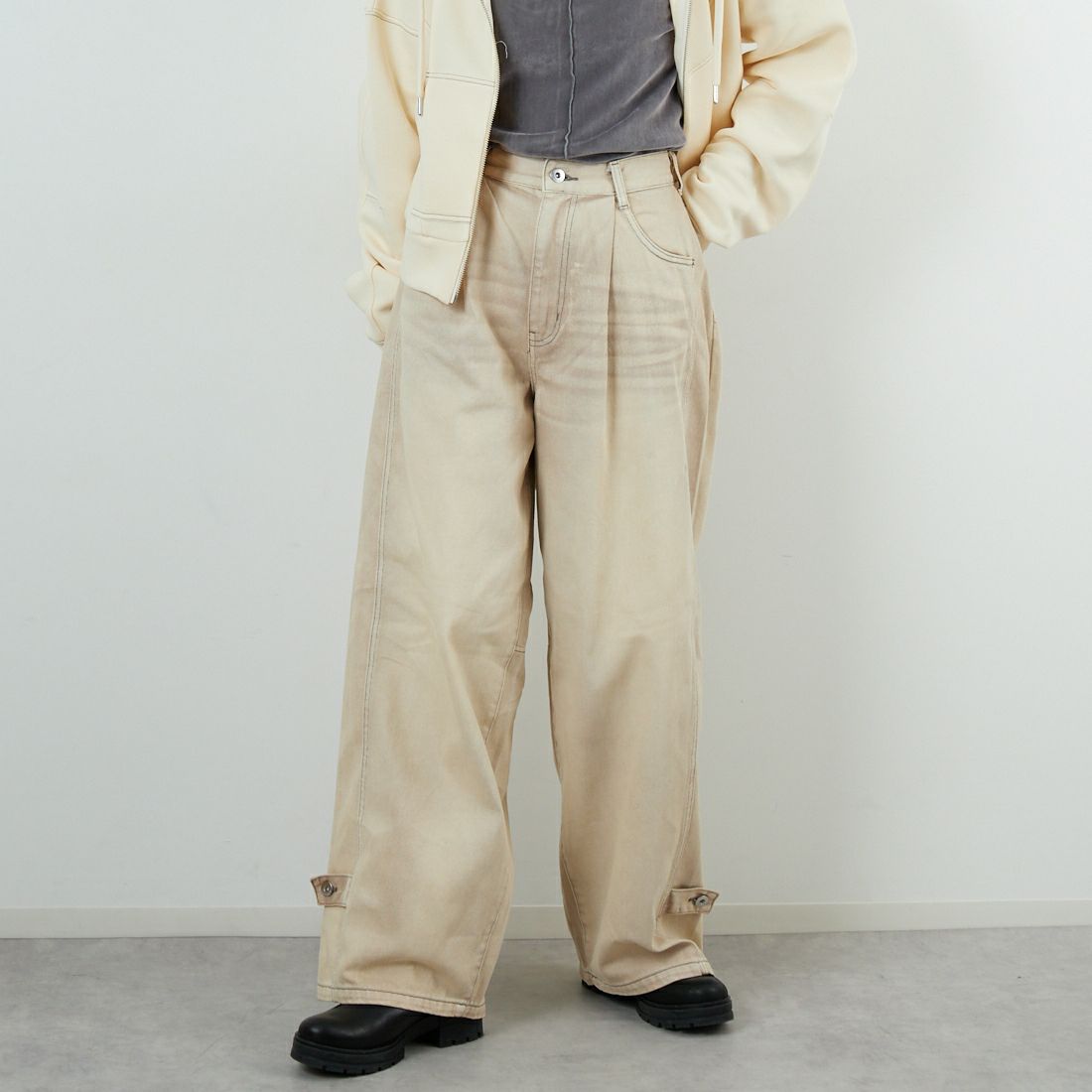 MAISON SPECIAL [メゾンスペシャル] 2WAYワイドコクーンパンツ [21252465706] BGE &&モデル身長：162cm 着用サイズ：36&&