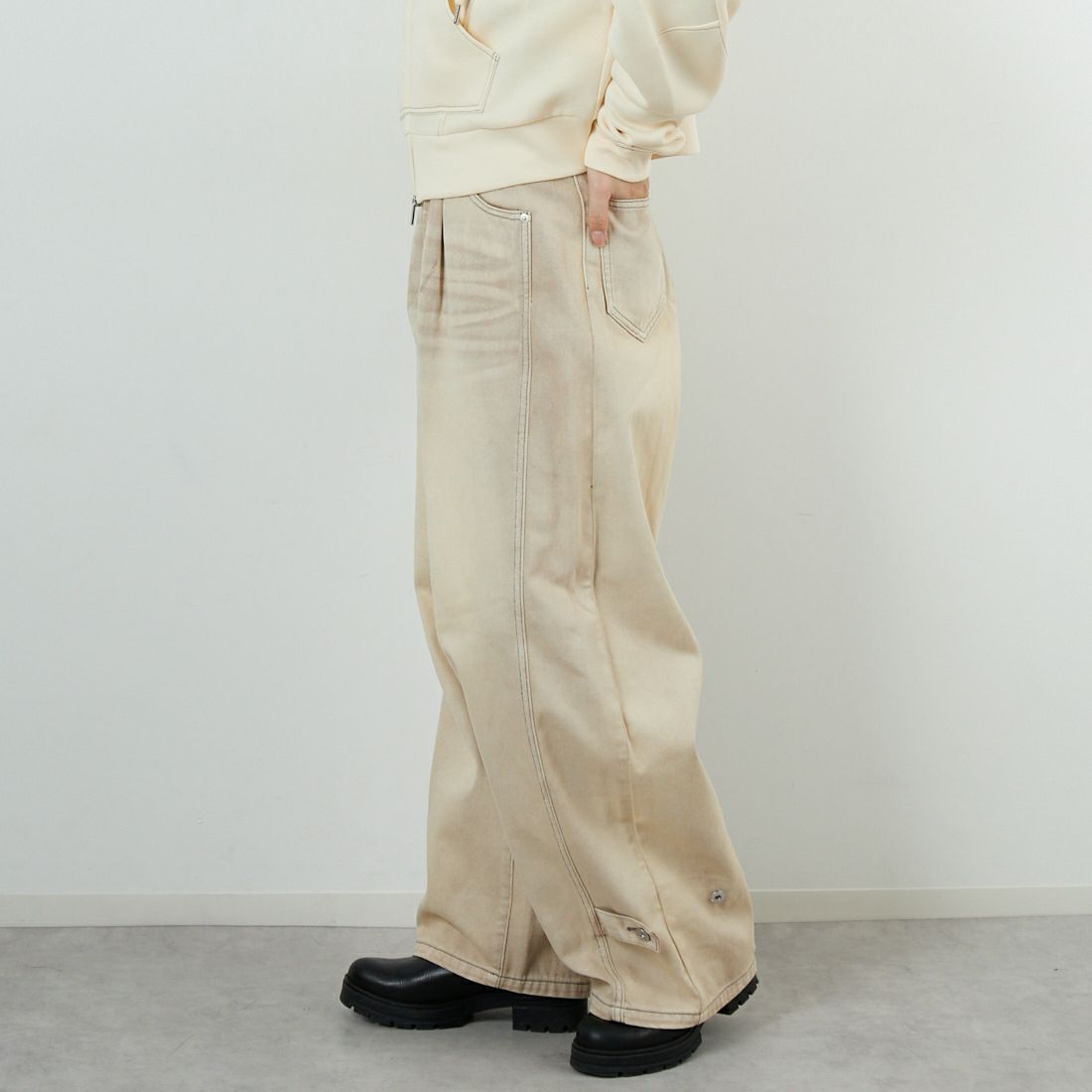 MAISON SPECIAL [メゾンスペシャル] 2WAYワイドコクーンパンツ [21252465706] BGE &&モデル身長：162cm 着用サイズ：36&&