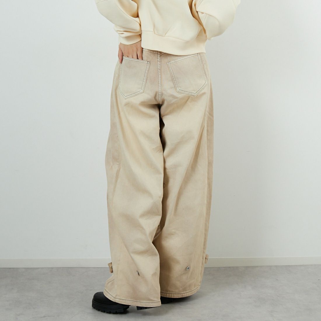 MAISON SPECIAL [メゾンスペシャル] 2WAYワイドコクーンパンツ [21252465706] BGE &&モデル身長：162cm 着用サイズ：36&&