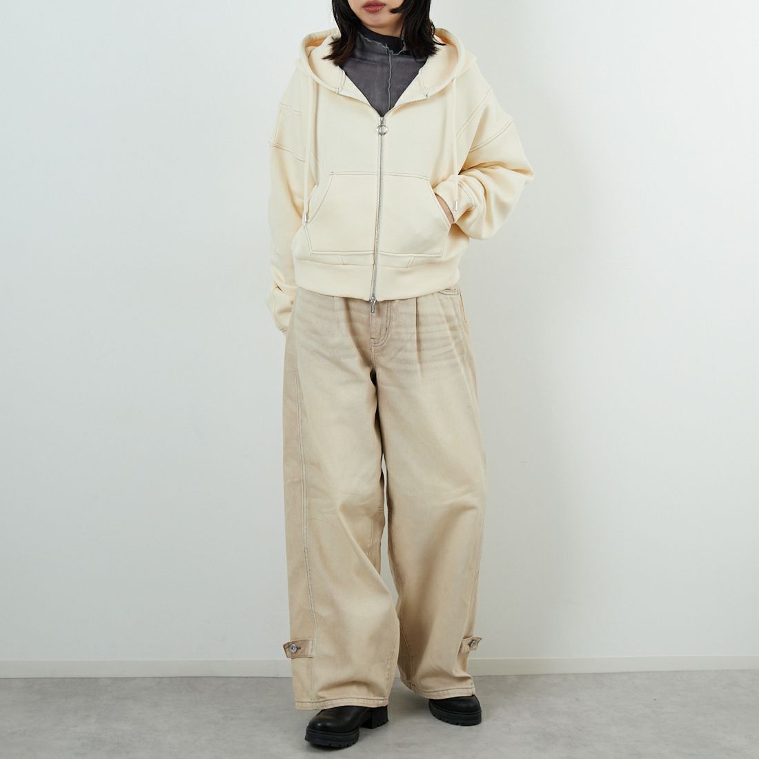 MAISON SPECIAL [メゾンスペシャル] 2WAYワイドコクーンパンツ [21252465706] BGE &&モデル身長：162cm 着用サイズ：36&&