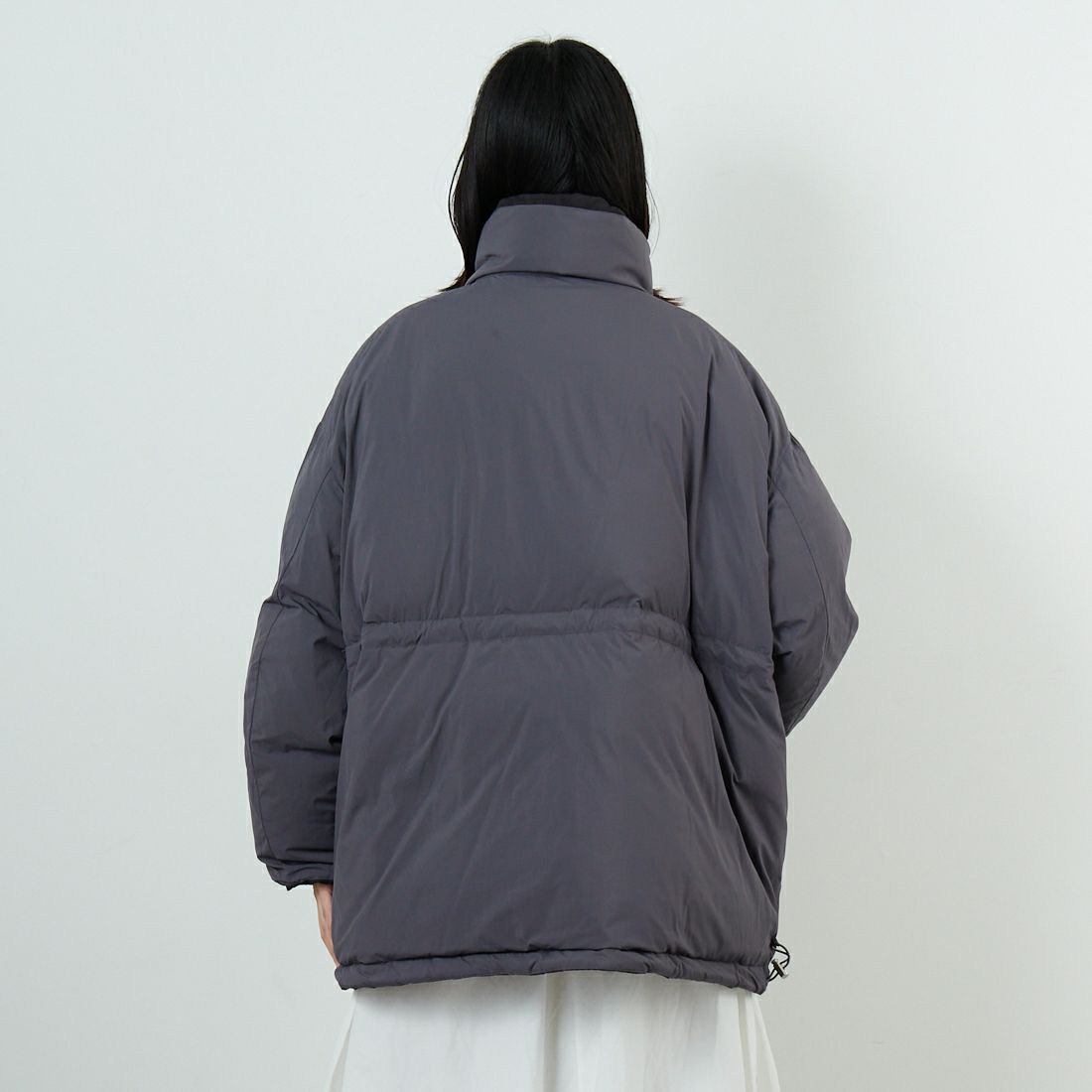 MAISON SPECIAL [メゾンスペシャル] フーディマフラーミドルダウンコート [21252216002] BLK &&モデル身長：162cm 着用サイズ：F&&