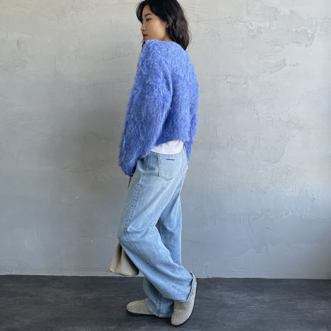 Noir Fabrik [ヌワールファブリック] シャギーニットプルオーバー [12600-WG] BLUE &&モデル身長：162cm 着用サイズ：F&&