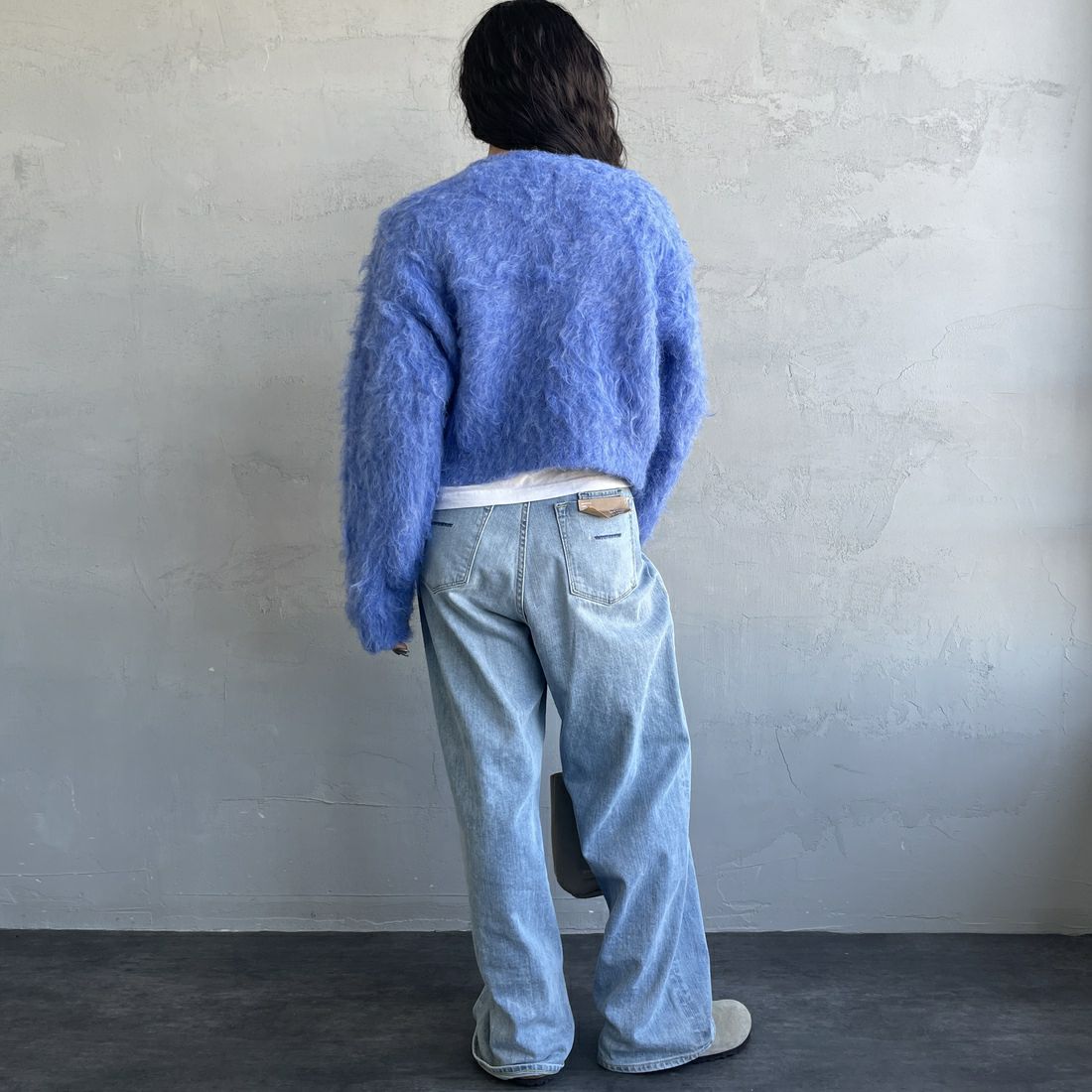 Noir Fabrik [ヌワールファブリック] シャギーニットプルオーバー [12600-WG] BLUE &&モデル身長：162cm 着用サイズ：F&&