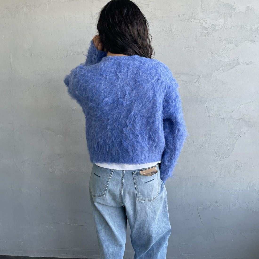 Noir Fabrik [ヌワールファブリック] シャギーニットプルオーバー [12600-WG] BLUE &&モデル身長：162cm 着用サイズ：F&&