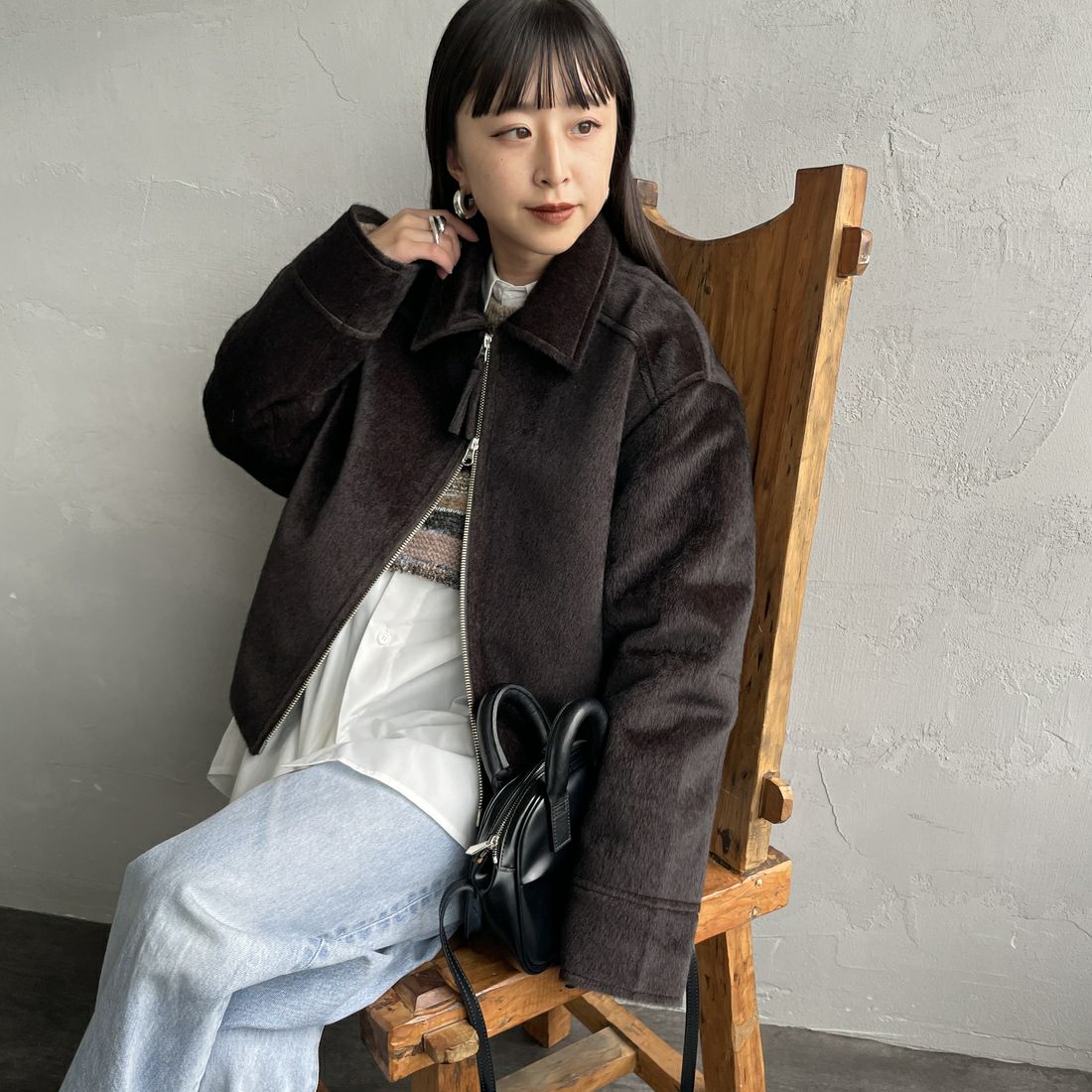 BROWN&&モデル身長：150cm 着用サイズ：F&&