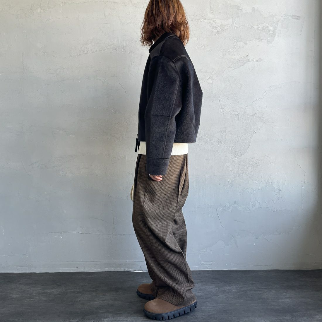 Noir Fabrik [ヌワールファブリック] ホースファージップジャケット [25551-HN] BROWN &&モデル身長：158cm 着用サイズ：F&&