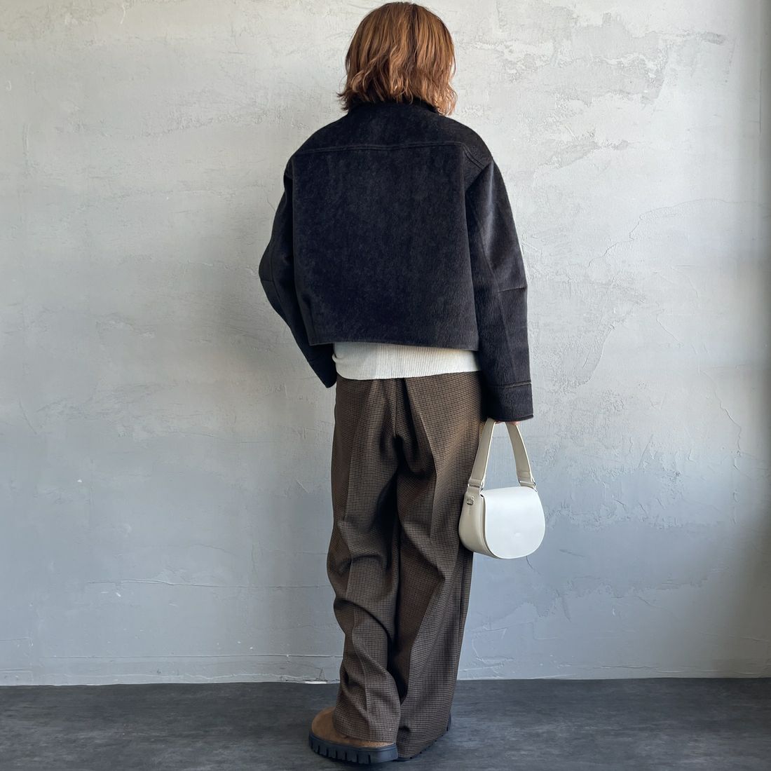 Noir Fabrik [ヌワールファブリック] ホースファージップジャケット [25551-HN] BROWN &&モデル身長：158cm 着用サイズ：F&&