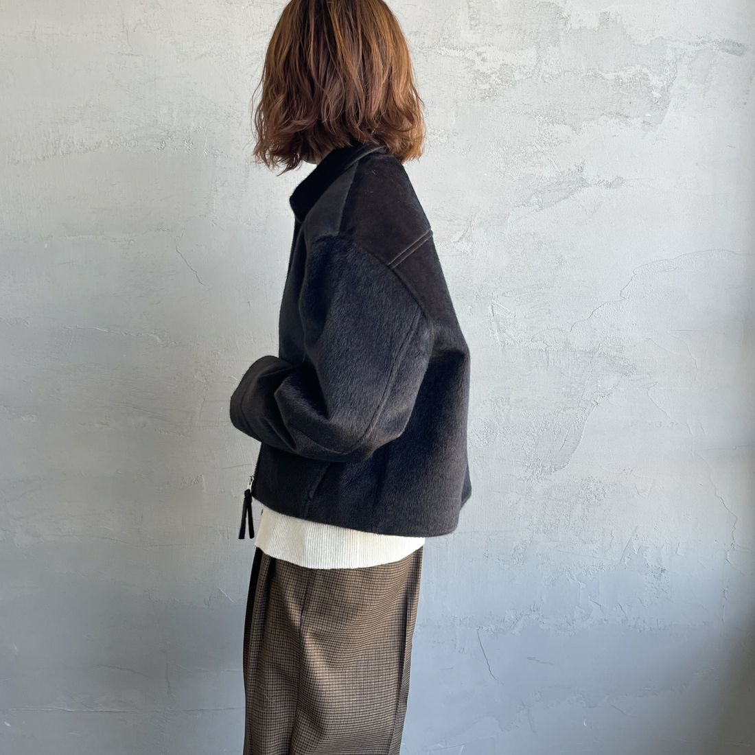 Noir Fabrik [ヌワールファブリック] ホースファージップジャケット [25551-HN] BROWN &&モデル身長：158cm 着用サイズ：F&&