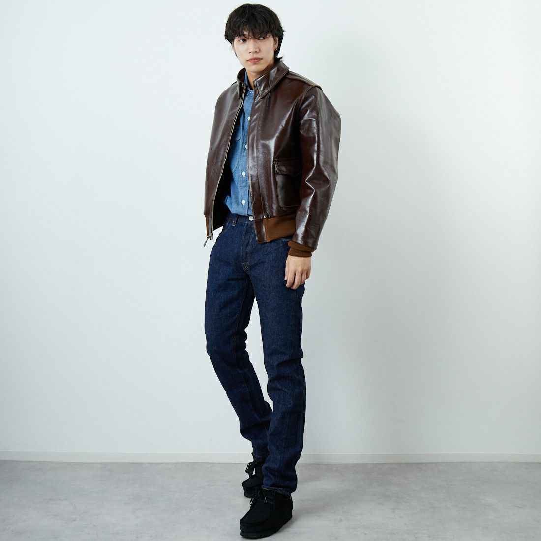 WAREHOUSE [ウエアハウス] Lot 900XX スリムジーンズ [900XX] ONE WASH &&モデル身長：179cm 着用サイズ：29&&