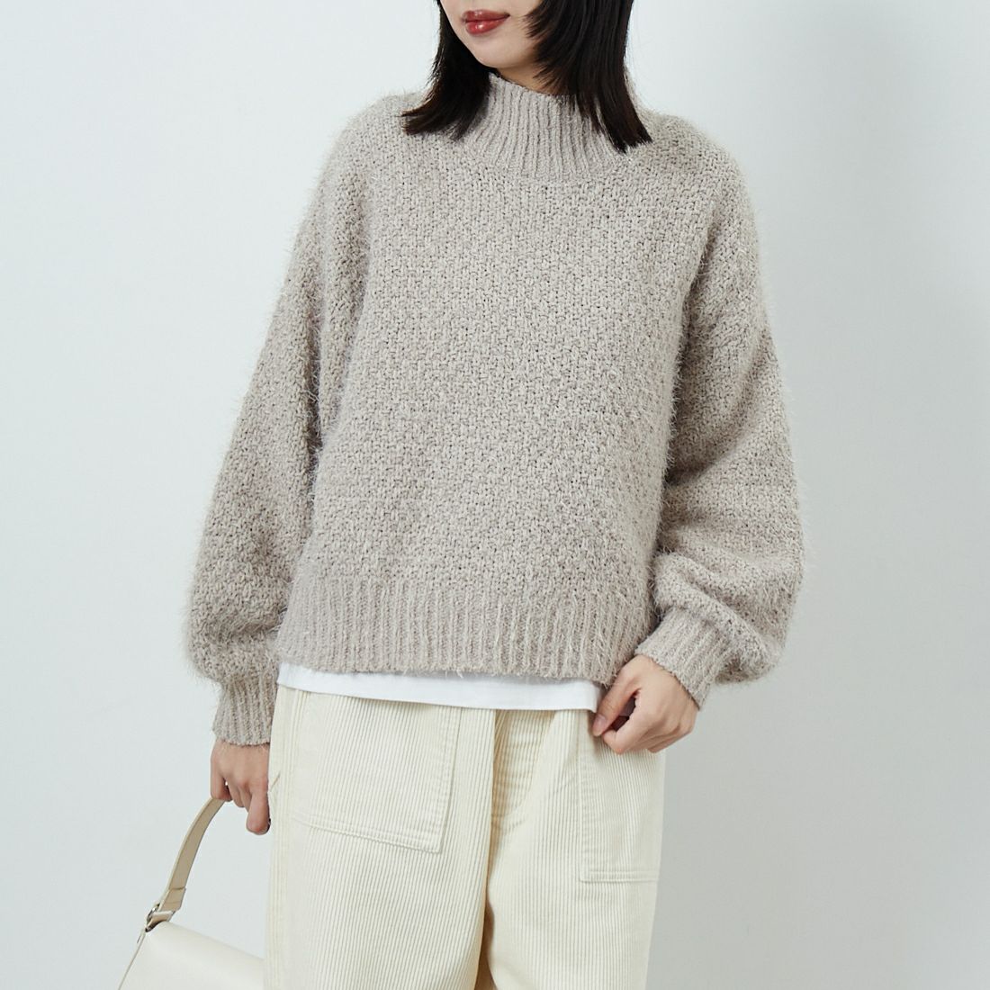 Jf Ready Made [ジェイエフレディメイド] バスケットモール スタンドネックプルオーバー [3225420] ｸﾞﾚｰﾍﾞｰｼﾞｭ &&モデル身長：162cm 着用サイズ：F&&