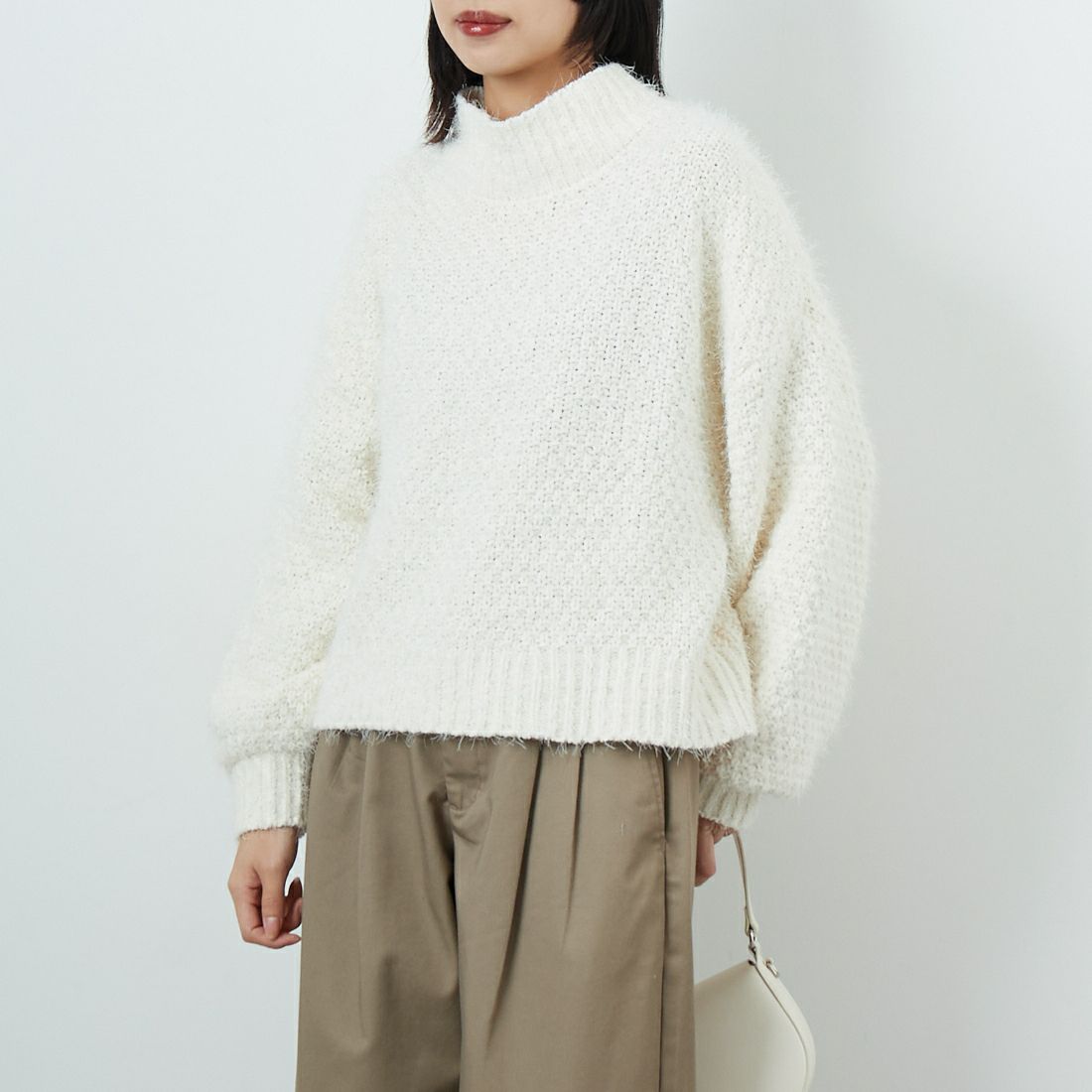 Jf Ready Made [ジェイエフレディメイド] バスケットモール スタンドネックプルオーバー [3225420]ｱｲﾎﾞﾘｰ &&モデル身長：162cm 着用サイズ：F&&