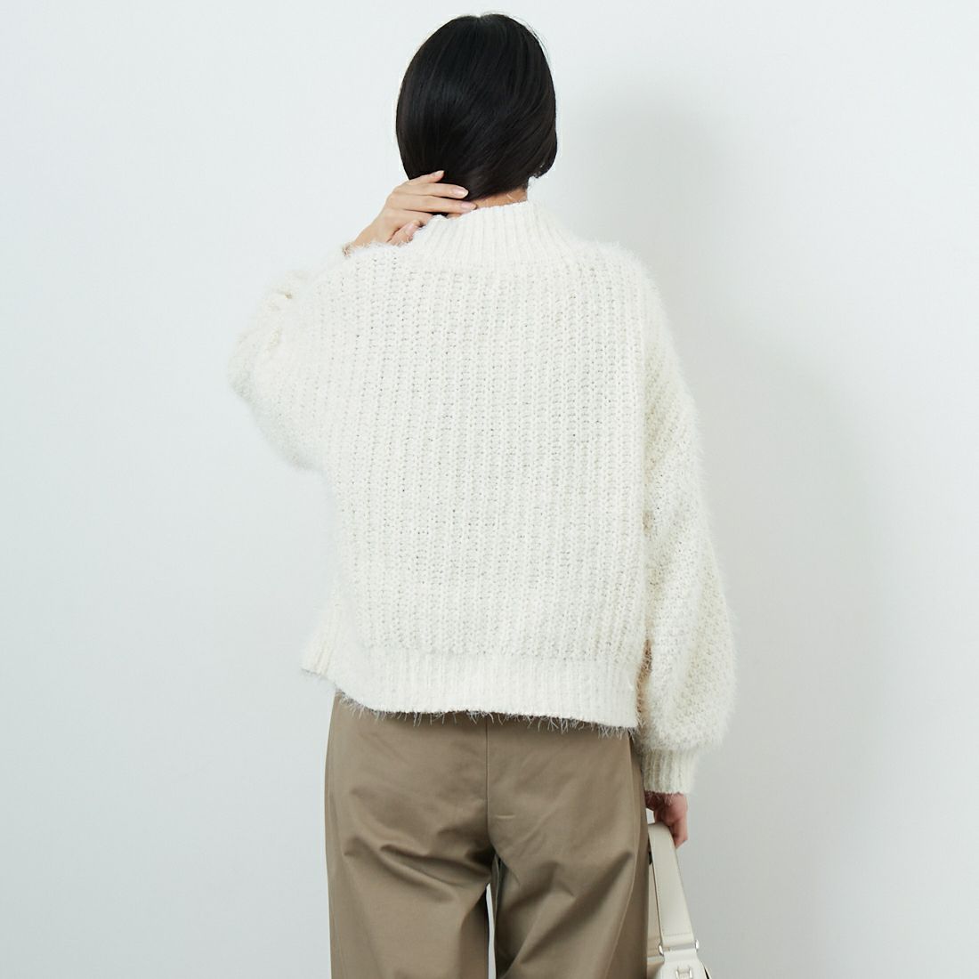 Jf Ready Made [ジェイエフレディメイド] バスケットモール スタンドネックプルオーバー [3225420]ｱｲﾎﾞﾘｰ &&モデル身長：162cm 着用サイズ：F&&