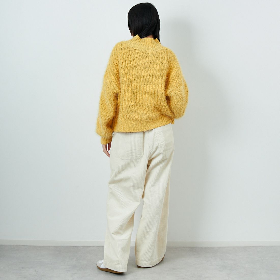 Jf Ready Made [ジェイエフレディメイド] バスケットモール スタンドネックプルオーバー [3225420]ｲｴﾛｰ &&モデル身長：162cm 着用サイズ：F&&