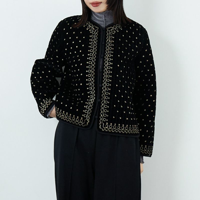 torrazzo donna ヴィンテージ調オリジナル刺繍ジャケット ブラック TORRAZZO DONNA [トラッゾドンナ] ヴィンテージ調オリジナル刺繍