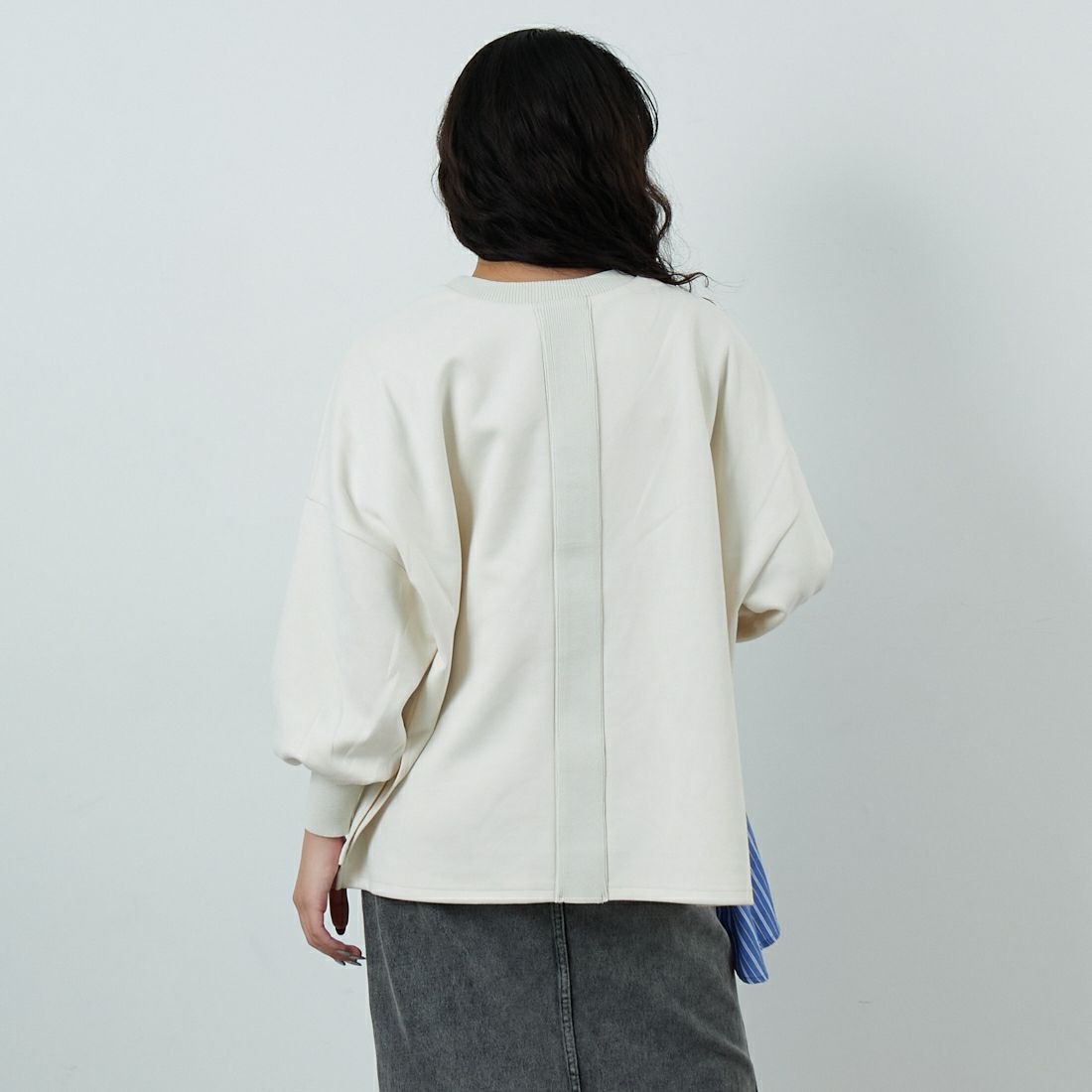 Jf Ready Made [ジェイエフレディメイド] スエードリブワイドプルオーバー [3225603] ｱｲﾎﾞﾘｰ &&モデル身長：162cm 着用サイズ：F&&