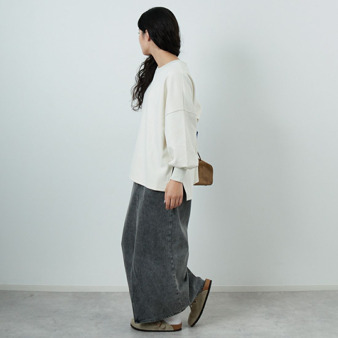 Jf Ready Made [ジェイエフレディメイド] スエードリブワイドプルオーバー [3225603] ｱｲﾎﾞﾘｰ &&モデル身長：162cm 着用サイズ：F&&