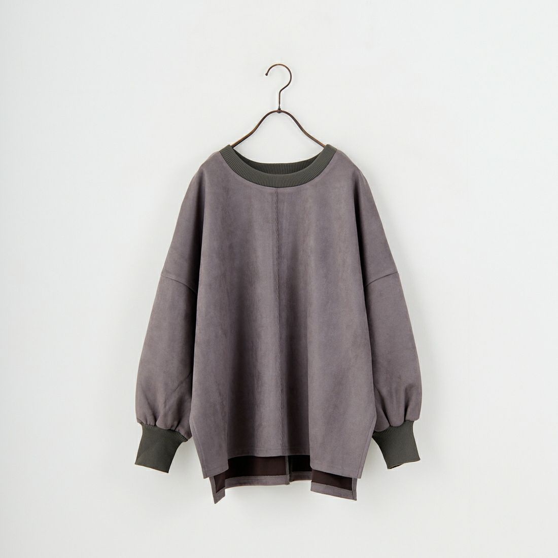 Jf Ready Made [ジェイエフレディメイド] スエードリブワイドプルオーバー [3225603] ﾁｬｺｰﾙｸﾞﾚｰ