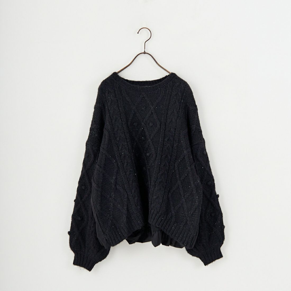 TORRAZZO DONNA [トラッゾドンナ] ケーブルニット ハイブリットトップス [6263-515] 19 BLACK