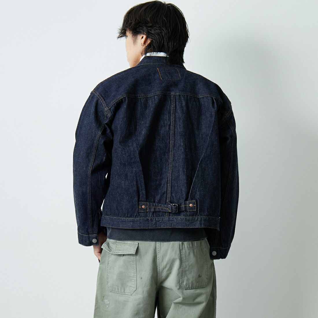 SUGAR CANE [シュガーケーン] 1936年モデル 13ozデニムブラウス [SC11936T] 421 A.NAVY &&モデル身長：179cm 着用サイズ：46&&