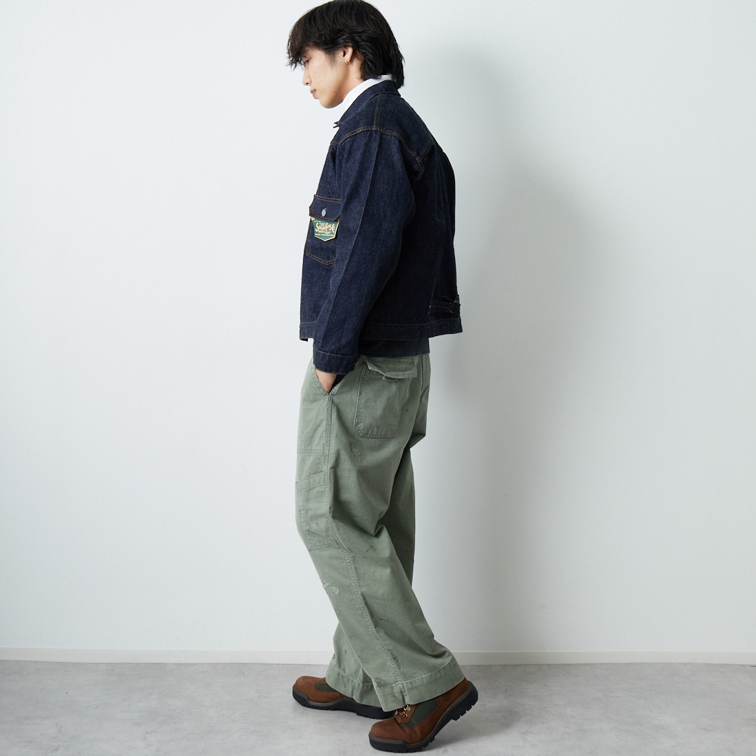 SUGAR CANE [シュガーケーン] 1936年モデル 13ozデニムブラウス [SC11936T] 421 A.NAVY &&モデル身長：179cm 着用サイズ：46&&