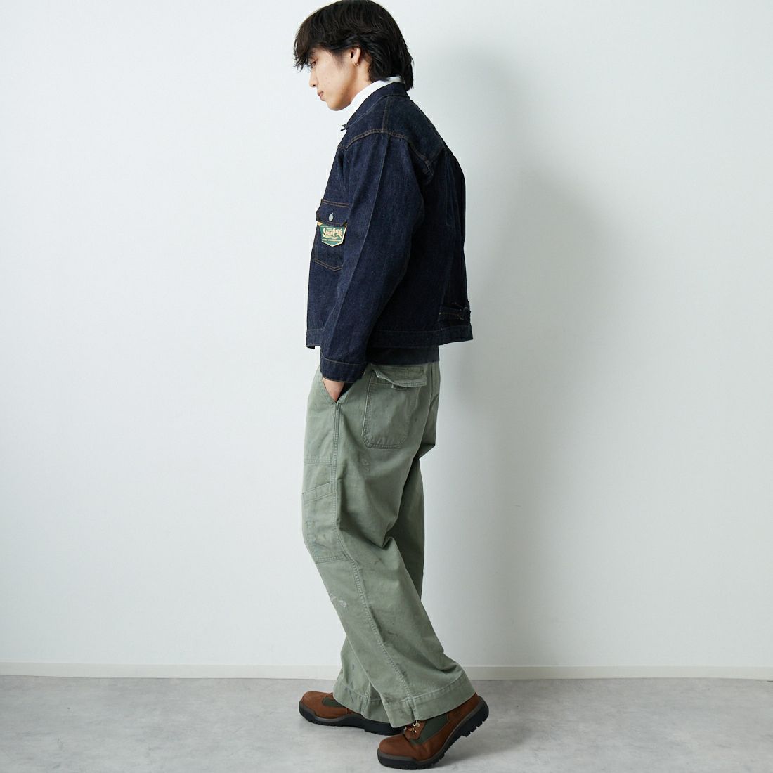 SUGAR CANE [シュガーケーン] 1936年モデル 13ozデニムブラウス [SC11936T] 421 A.NAVY &&モデル身長：179cm 着用サイズ：46&&