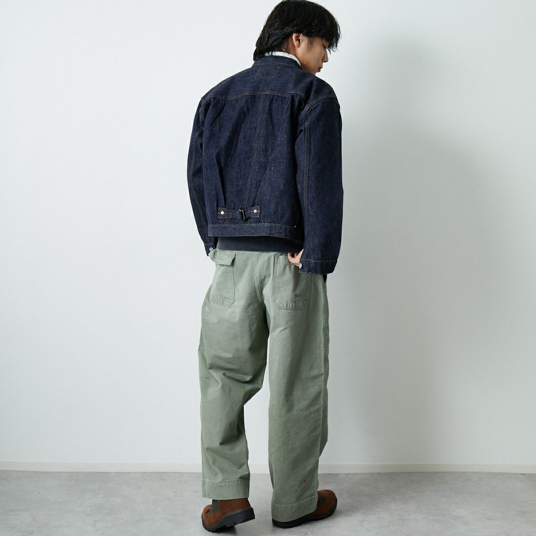 SUGAR CANE [シュガーケーン] 1936年モデル 13ozデニムブラウス [SC11936T] 421 A.NAVY &&モデル身長：179cm 着用サイズ：46&&