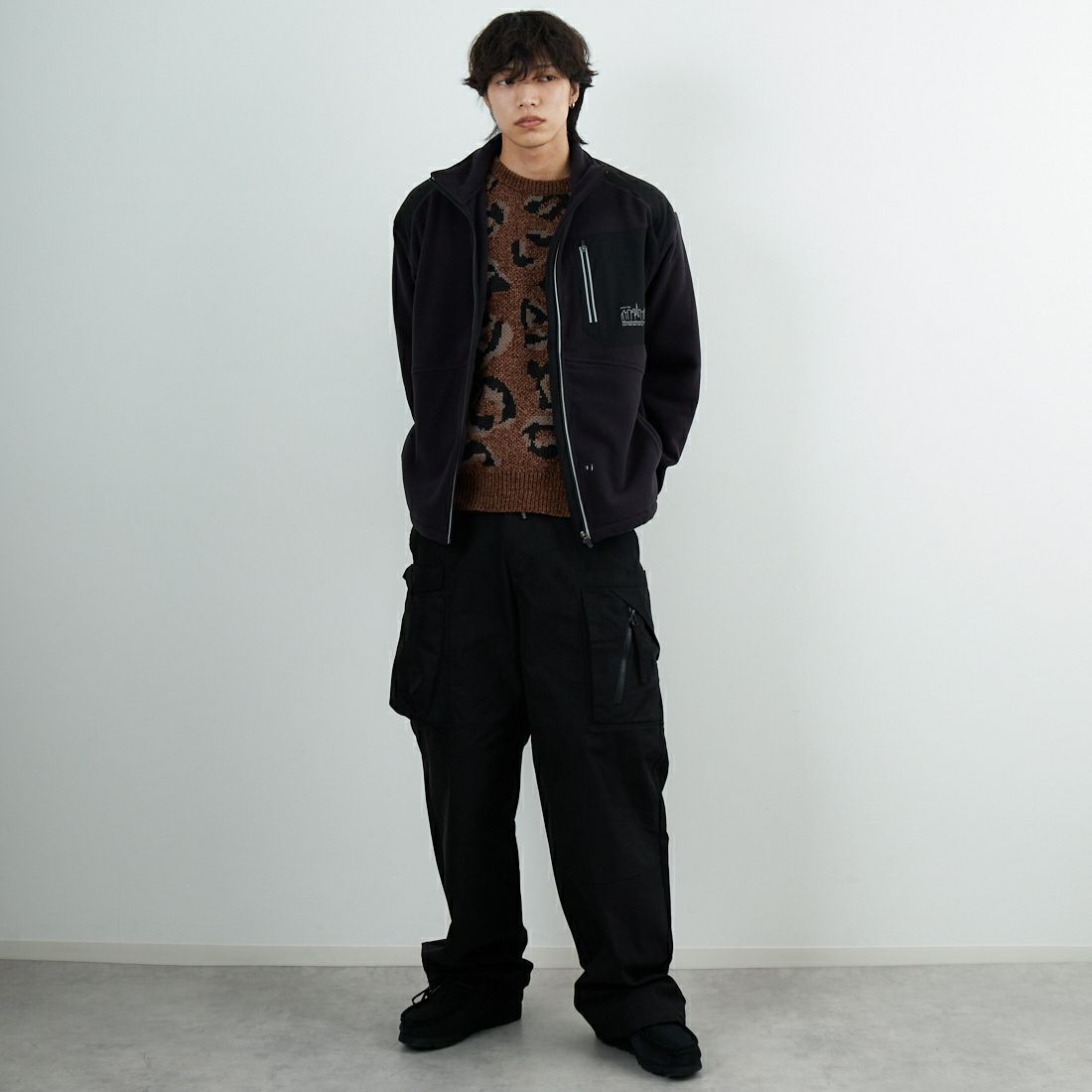 MANHATTAN PORTAGE [マンハッタンポーテージ] スタンドブルゾン [25FW-MP-M622] 09 BLACK &&モデル身長：179cm 着用サイズ：M&&