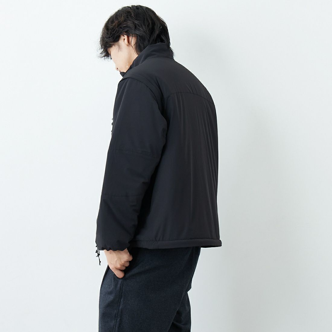 Jeans Factory Clothes [ジーンズファクトリークローズ] ECWCS スリングユニットジャケット [JFC-254-068] BLACK &&モデル身長：179cm 着用サイズ：M&&