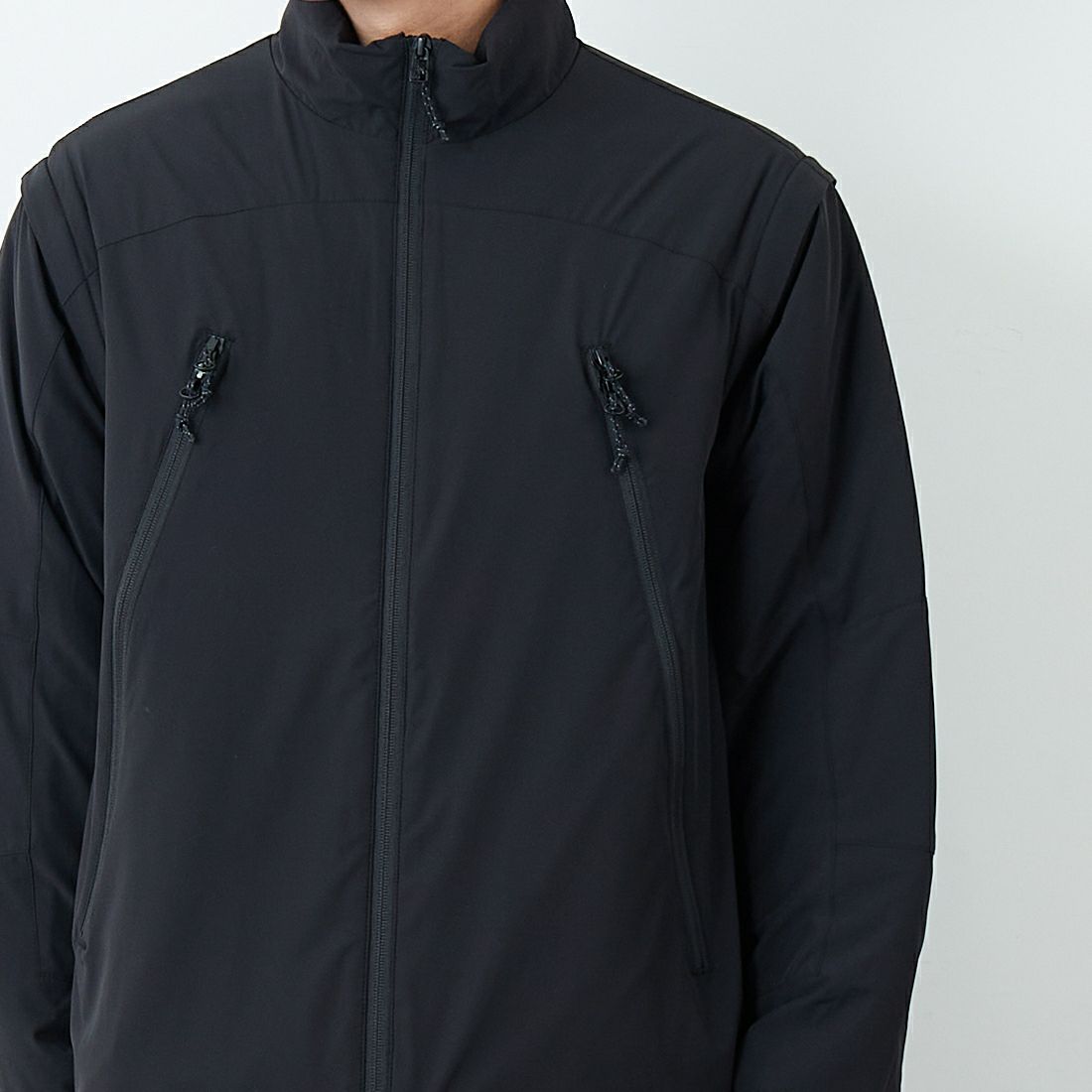 Jeans Factory Clothes [ジーンズファクトリークローズ] ECWCS スリングユニットジャケット [JFC-254-068] BLACK &&モデル身長：179cm 着用サイズ：M&&