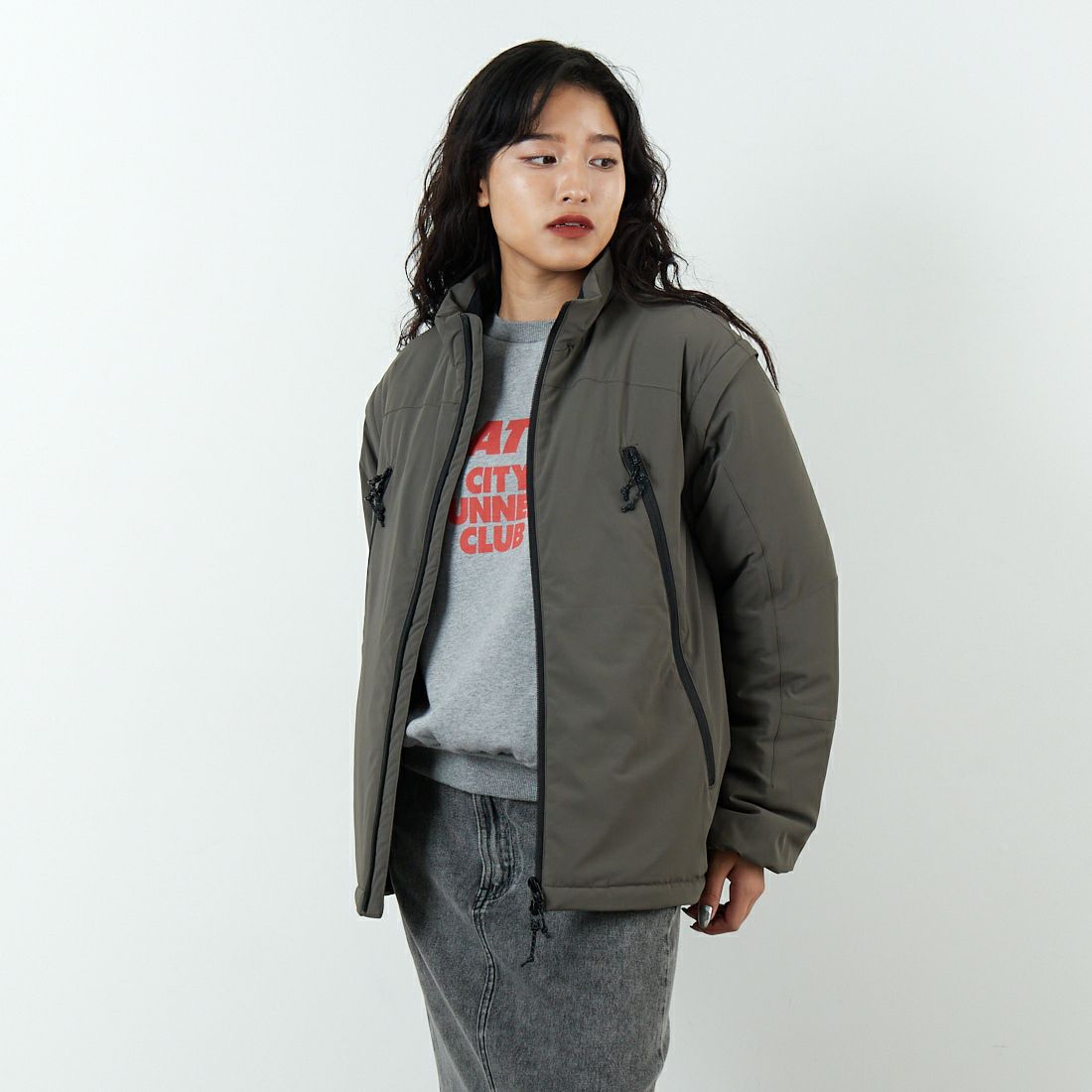 Jeans Factory Clothes [ジーンズファクトリークローズ] ECWCS スリングユニットジャケット [JFC-254-068]BROWN &&モデル身長：162cm 着用サイズ：S&&