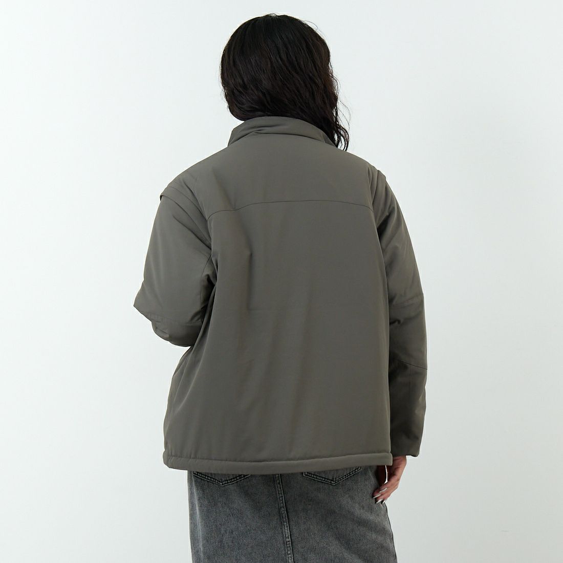 Jeans Factory Clothes [ジーンズファクトリークローズ] ECWCS スリングユニットジャケット [JFC-254-068]BROWN &&モデル身長：162cm 着用サイズ：S&&
