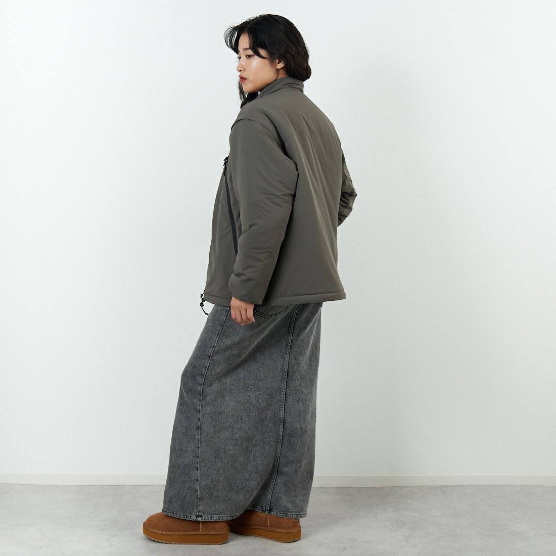 Jeans Factory Clothes [ジーンズファクトリークローズ] ECWCS スリングユニットジャケット [JFC-254-068]BROWN &&モデル身長：162cm 着用サイズ：S&&