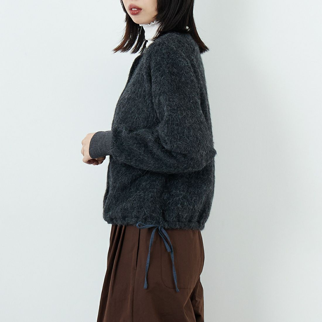 STELLA CIFFON [ステラシフォン] アルパカエアリーシャギートップス [ST4-26404] 82 CHARCOA &&モデル身長：162cm 着用サイズ：36&&