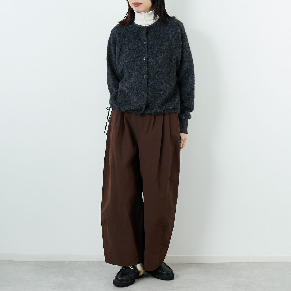 STELLA CIFFON [ステラシフォン] アルパカエアリーシャギートップス [ST4-26404] 82 CHARCOA &&モデル身長：162cm 着用サイズ：36&&