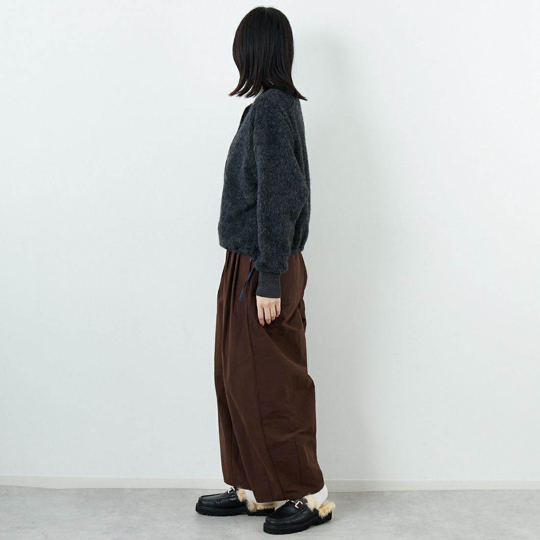 STELLA CIFFON [ステラシフォン] アルパカエアリーシャギートップス [ST4-26404] 82 CHARCOA &&モデル身長：162cm 着用サイズ：36&&