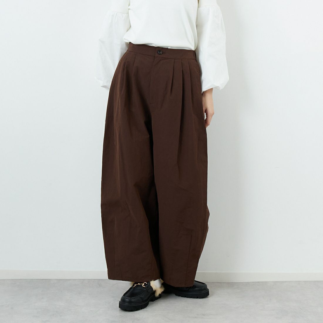 STELLA CIFFON [ステラシフォン] バルーンパンツ [ST4-26202] 70 BROWN &&モデル身長：162cm 着用サイズ：36&&