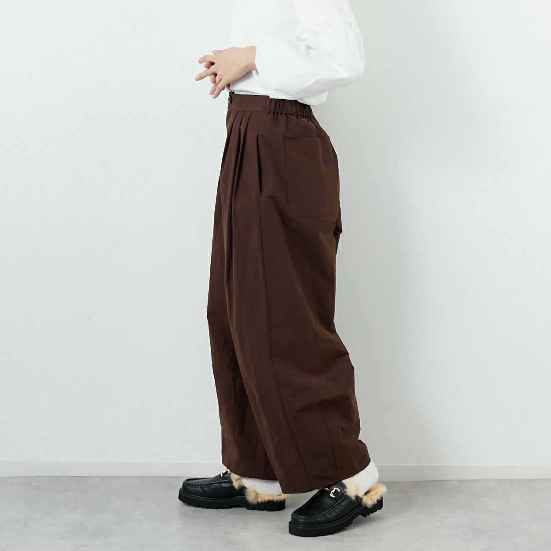 STELLA CIFFON [ステラシフォン] バルーンパンツ [ST4-26202] 70 BROWN &&モデル身長：162cm 着用サイズ：36&&