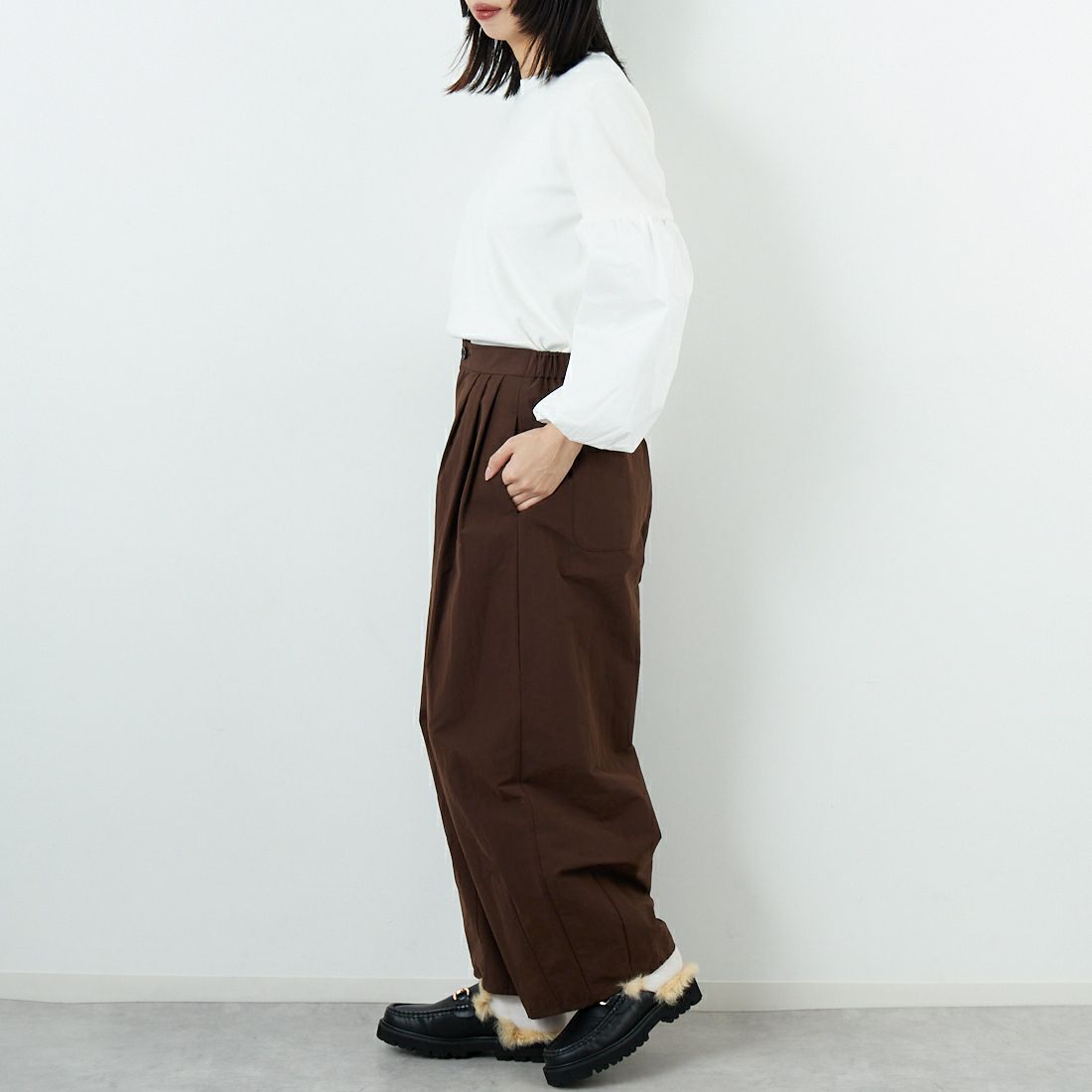 STELLA CIFFON [ステラシフォン] バルーンパンツ [ST4-26202] 70 BROWN &&モデル身長：162cm 着用サイズ：36&&