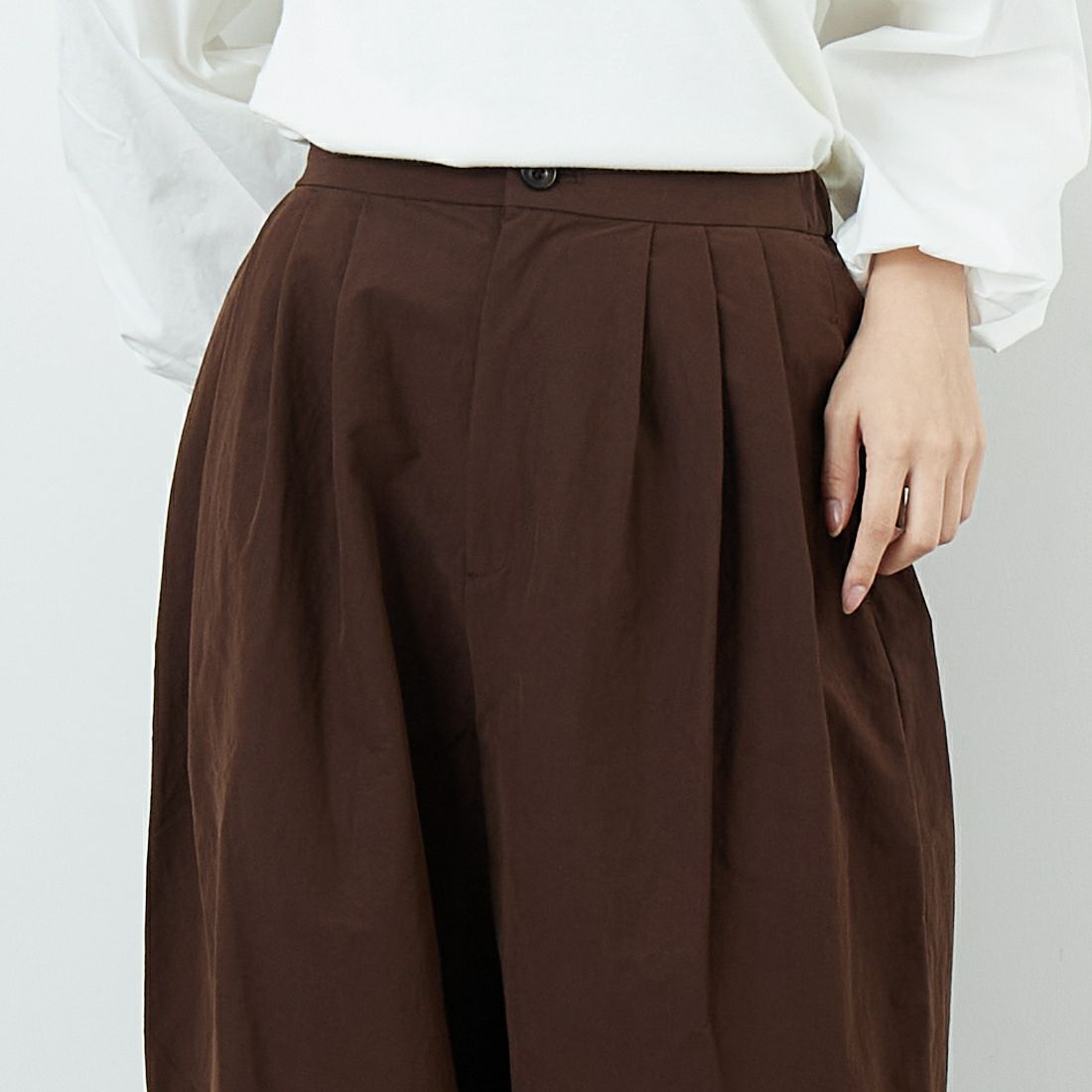 STELLA CIFFON [ステラシフォン] バルーンパンツ [ST4-26202] 70 BROWN &&モデル身長：162cm 着用サイズ：36&&