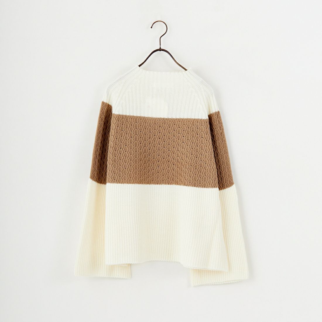 Jeans Factory Clothes [ジーンズファクトリークローズ] ホールガーメント3段柄ニットプルオーバー [113-2050] ｵﾌﾎﾜｲﾄ