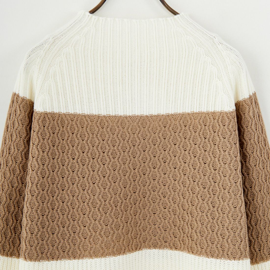 Jeans Factory Clothes [ジーンズファクトリークローズ] ホールガーメント3段柄ニットプルオーバー [113-2050] ｵﾌﾎﾜｲﾄ