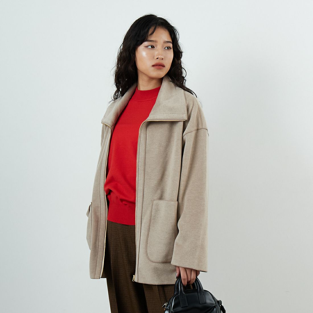 61 ﾍﾞｰｼﾞｭ&&モデル身長：162cm 着用サイズ：F&&